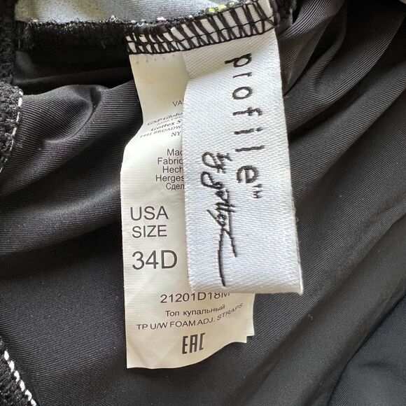 Profile by Gottex Black Floral Monaco Printed D-Cup Tankini Top 34D Slimming New - Picture 6 of 11